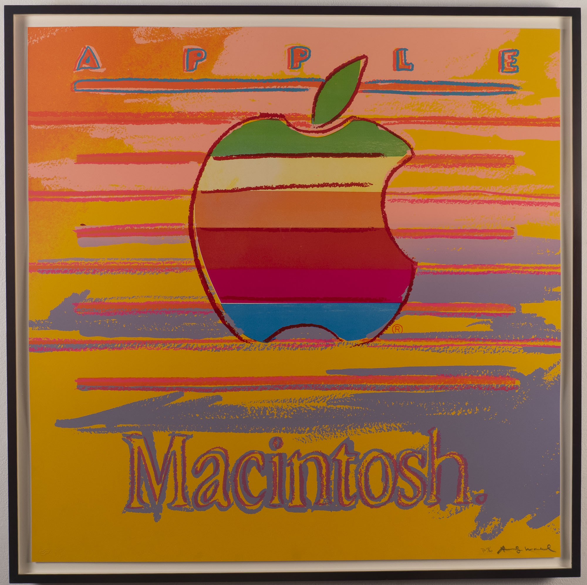 Andy Warhol
Apple, 1985
from the Ads portfolio
screenprint on Lenox Museum board
unique trial proof
38 x 38 inches
Courtesy Ronald Feldman Gallery, New York
© The Andy Warhol Foundation for the Visual Arts / Artists Rights Society (ARS), New York / Ronald Feldman Gallery, New York