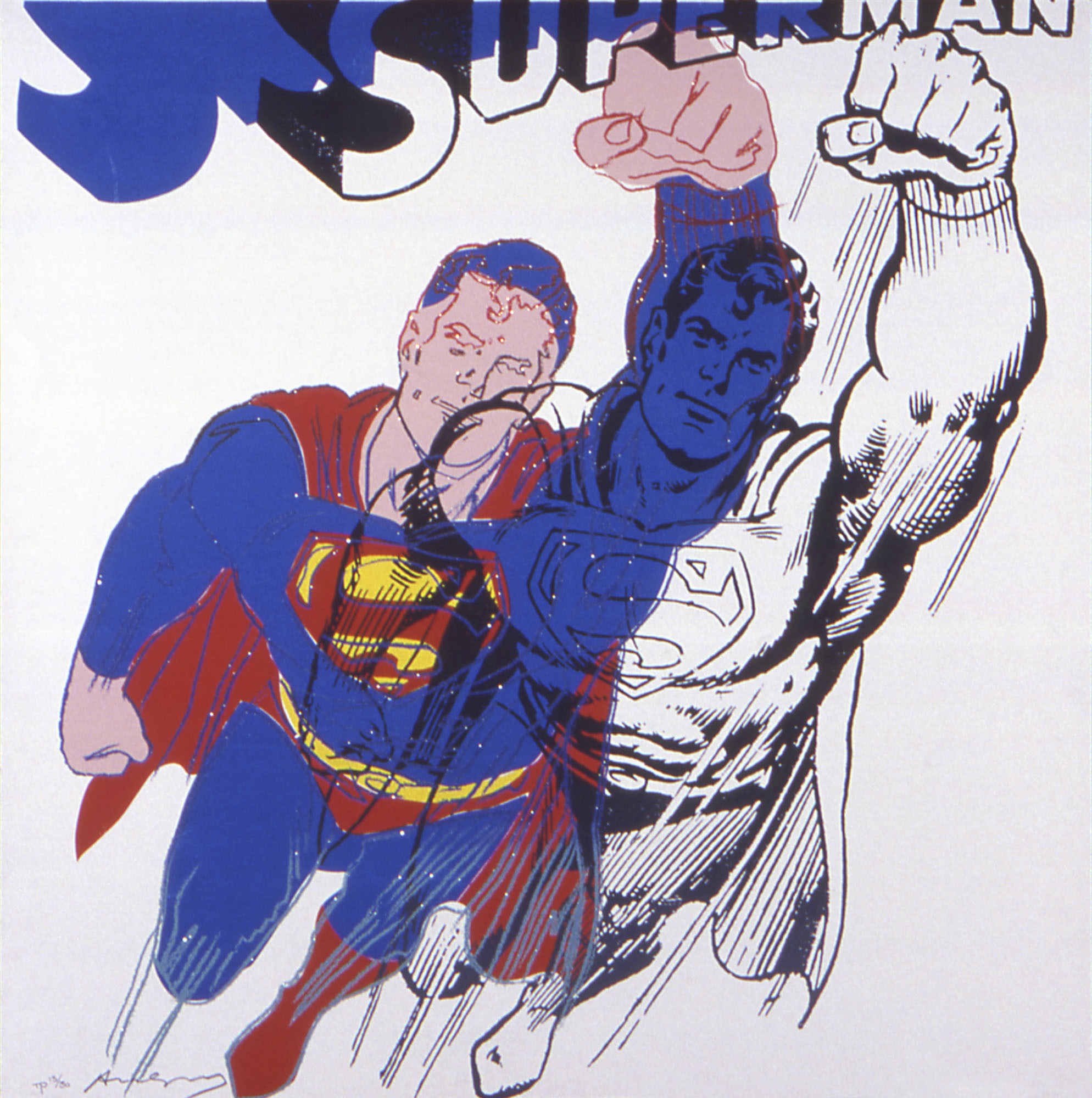 Andy Warhol
Superman, 1981
from the Myths portfolio of ten screenprints
38 x 38 inches
TP 13/30
Courtesy Ronald Feldman Fine Arts, New York